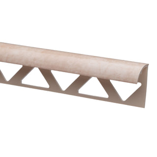 Kantfliseprofil i PVC til fliser og vægfliser, Sæt N31318-LT1257, marmoreret, lys creme, 10 × 25 × 2.500 mm