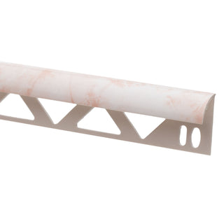 Fliseprofil i PVC til kant på fliser og vægfliser, Sæt N31318, marmoreret, lys creme, 10 × 25 × 2500 mm