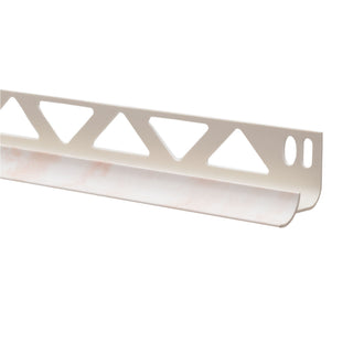 Fliseprofil PVC til indvendigt hjørne, SÆT 32151, stiv, lys marmoreret creme, 10 mm, 2,5 m
