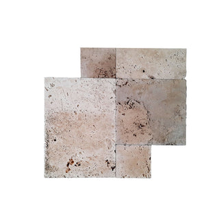 Travertin til inde/ude, Classic French Tumbled Pattern, antikbehandlet, 3 cm, sæt med 4 plader