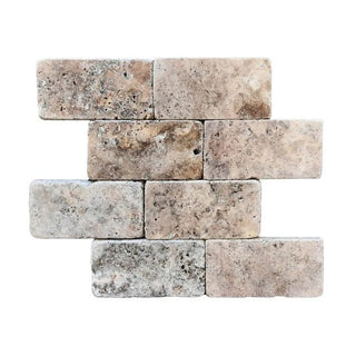 Silver Tumbled travertin, Antik, 1x7,5x15 cm