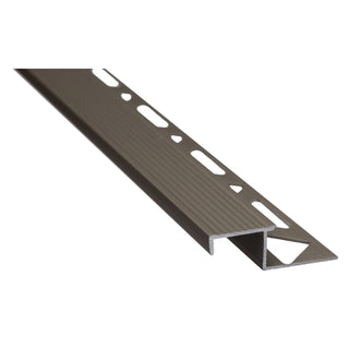 Fliseprofil i aluminium til trin, indbygningsbar, lige, SET S58 W, oliven, 2,5 m
