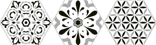 Porcelænsflise til inde/ude, Oset Versalles Deco, 20 × 24 cm, sort, mat