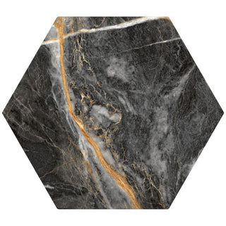 Porcelænsflise til inde/ude, Oset Marquina, 20 × 24 cm, guld, mat, stenimitation