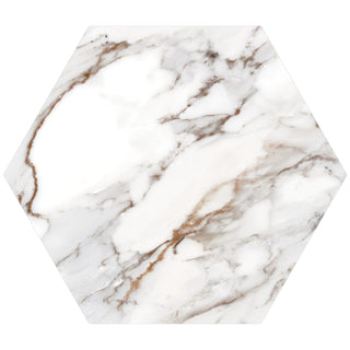 Porcelænsflise til inde/ude, Oset Calacatta, 20 × 24 cm, guld, mat, marmorlook