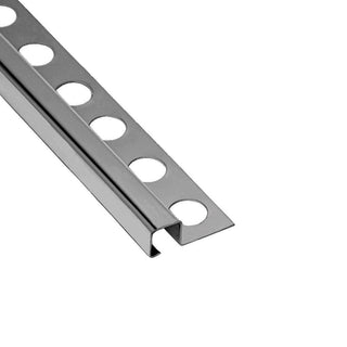 Fliseprofil i rustfrit stål til gulv- og vægfliser Listelo, blank 10 x 10 mm, 2,6 m