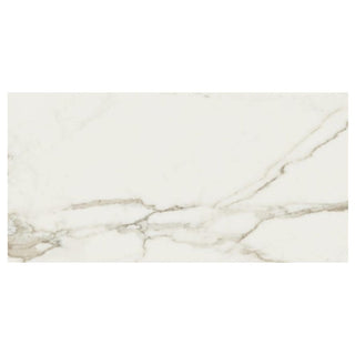 Porcelænsflise til inde/ude, Marmara, 30 × 60 cm, hvid, blank, retificeret, marmorlook