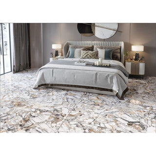Amazonia Real – Porcelænsflise 60 × 120 cm, gråt marmorlook og blank