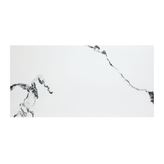 Porcelænsflise til inde/ude, Carrara Black, 60 × 120 cm, blank, rektificeret, marmorimitation