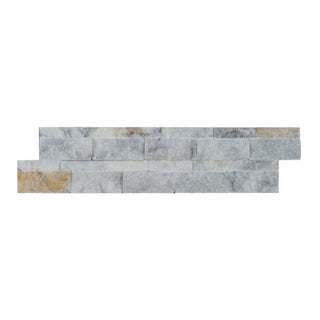 Marmor Arabescato Gold, spaltet, hvid, 1,5 × 15 × 61 cm