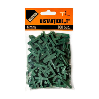 T-fliskryds til keramiske fliser, fuge 4 mm, sæt 100 stk.
