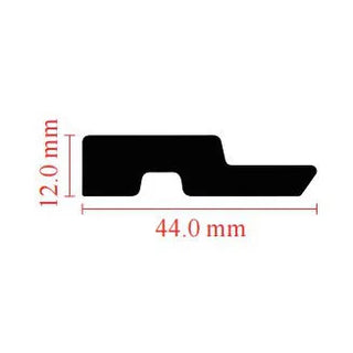 Venstre afslutningsprofil til lamelpaneler, ekstruderet polystyren, Power Ray AM1315, 2700 × 44 × 12 mm