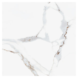 Porcelænsflise til inde/ude, Ceramica Fiore Delia White, 45 × 45 cm, mat, marmorlook