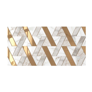 Keramisk dekor til bad/køkken, Ceramica Fiore Delia Delphi Art White, 25 × 50 cm, hvid + guld, blank