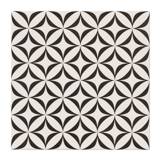 Porcelænsflise til inde/ude, Cersanit Patchwork Vertigo, 29,8 × 29,8 cm, hvid + sort, mat