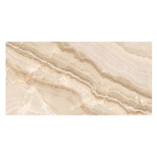 Porcelænsflise til inde/ude, Fenda Onyx Beige, 60 × 120 cm, blank, retificeret, marmorlook