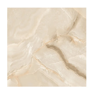 Porcelænsflise til inde/ude, Fenda Onyx Beige, 60 × 60 cm, blank, retificeret, marmorlook