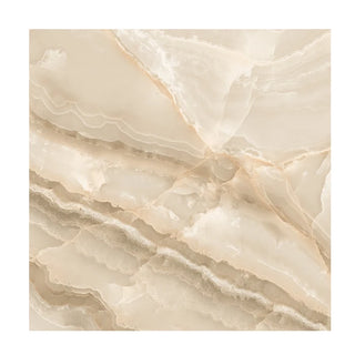 Porcelænsflise til inde/ude, Fenda Onyx Beige, 60 × 60 cm, blank, retificeret, marmorlook