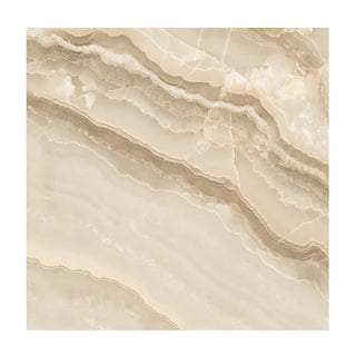 Porcelænsflise til inde/ude, Fenda Onyx Beige, 60 × 60 cm, blank, retificeret, marmorlook