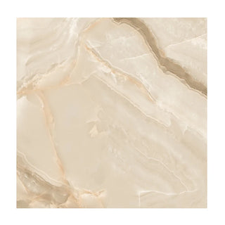 Porcelænsflise til inde/ude, Fenda Onyx Beige, 60 × 60 cm, blank, retificeret, marmorlook