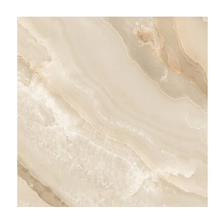 Porcelænsflise til inde/ude, Fenda Onyx Beige, 60 × 60 cm, blank, retificeret, marmorlook