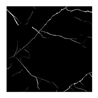 Porcelænsflise til inde/ude, White Nero Marble, 60 × 60 cm, blank, rektificeret, marmorlook