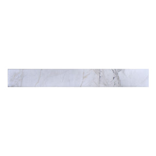 Sokkelliste i porcelænsflise, Arabesque White, marmorlook, hvid, mat, 7,5 × 60 cm