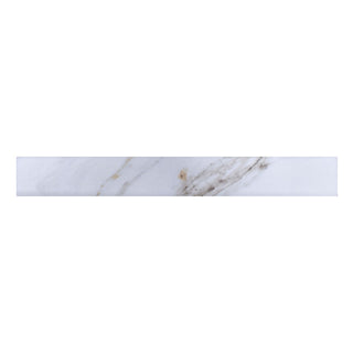 Sokkelliste i porcelænsflise, Orochiaro White, marmorlook, hvid, mat, 7,5 × 60 cm