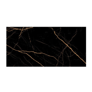 Porcelænsflise til inde/ude, Atlantis Black, 80 × 160 cm, blank, rektificeret, marmorlook
