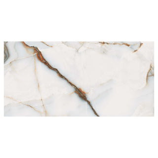Porcelænsflise til inde/ude, Glamour White 6405, 60 × 120 cm, hvid, blank, rektificeret, marmorlook