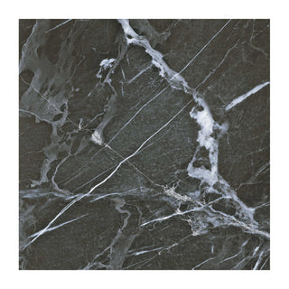 Porcelænsflise til inde/ude, Merletto Black, 60 × 60 cm, mat, rektificeret, marmorlook