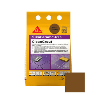 Fugemasse til fliser og klinker Sikaceram-655 Cleangrout, dark brown, indendørs / udendørs, 5 kg