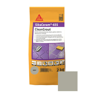 Fugemasse til fliser og klinker Sikaceram-655 Cleangrout, grå, indendørs / udendørs, 2 kg