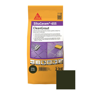 Fugemasse til fliser og klinker Sikaceram-655 Cleangrout, total black, indendørs / udendørs, 2 kg