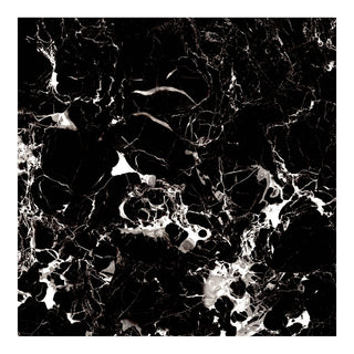 Porcelænsflise til inde/ude, Eternity Black, 80 × 80 cm, blank, rektificeret, marmorlook