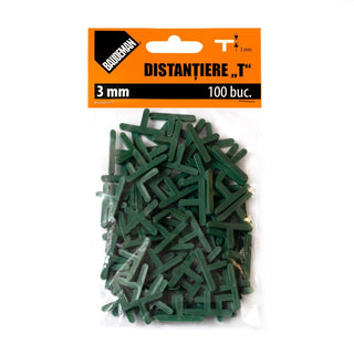 Fliskryds T til fliser, Baudeman, fuge 3 mm, sæt med 100 stk.