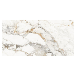 Porcelænsflise til inde/ude, Loreal White, 80 × 160 cm, blank, rektificeret, marmorlook