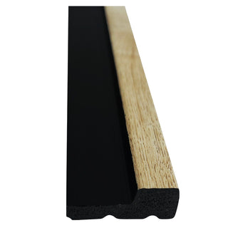 Venstre afslutningsprofil til lamelpaneler, hård polymer, Wood Class RS802, 2700 × 30,5 × 12 mm