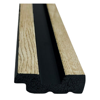 Højre afslutningsprofil til lamelpaneler, hård polymer, Wood Class RS802, 2700 × 37 × 12 mm
