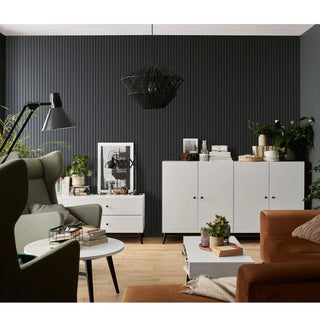 Højreprofil til lamelpaneler, ekstruderet polystyren, Vox Linerio M-Line, 2650 × 26 × 12 mm