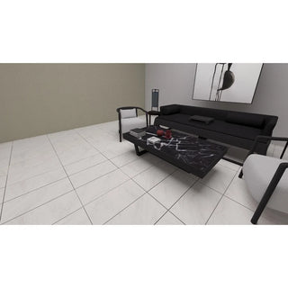 Porcelænsflise til inde/ude, Arena White, 30 × 60 cm, mat, marmorlook