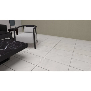 Porcelænsflise til inde/ude, Arena White, 30 × 60 cm, mat, marmorlook