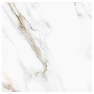 Porcelænsflise til inde/ude, Aura White, 60 × 60 cm, blank, retificeret, marmorlook, 1,44 m2/pakke