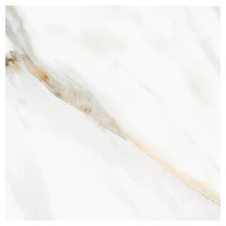 Porcelænsflise til inde/ude, Aura White, 60 × 60 cm, blank, retificeret, marmorlook, 1,44 m2/pakke