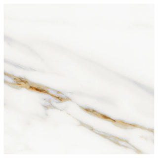 Porcelænsflise til inde/ude, Aura White, 60 × 60 cm, blank, retificeret, marmorlook, 1,44 m2/pakke