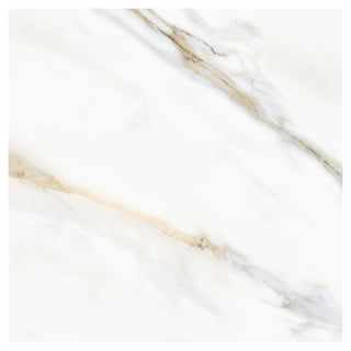 Porcelænsflise til inde/ude, Aura White, 60 × 60 cm, blank, retificeret, marmorlook, 1,44 m2/pakke