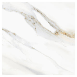 Porcelænsflise til inde/ude, Aura White, 60 × 60 cm, blank, retificeret, marmorlook