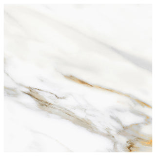 Porcelænsflise til inde/ude, Aura White, 60 × 60 cm, blank, retificeret, marmorlook, 1,44 m2/pakke