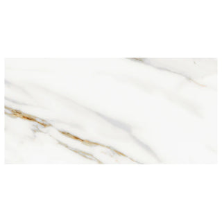 Porcelænsflise til inde/ude, Aura White, 60 × 120 cm, grå, blank, retificeret, marmorlook