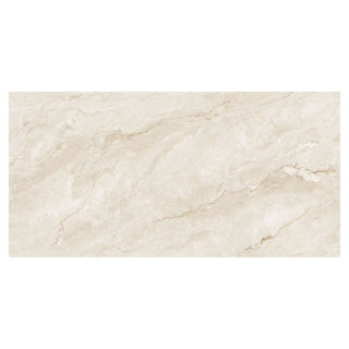 Porcelænsflise til inde/ude, Gravel Light Crema, 60 × 120 cm, blank, retificeret, marmorlook, 1,44 m2/pakke